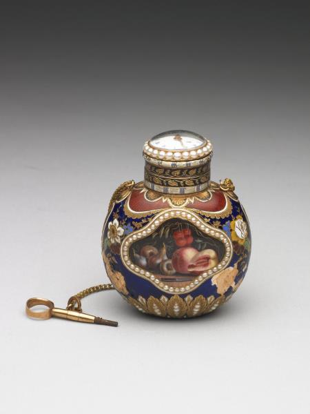 金胎畫琺瑯嵌珠錶蓋鼻煙壺