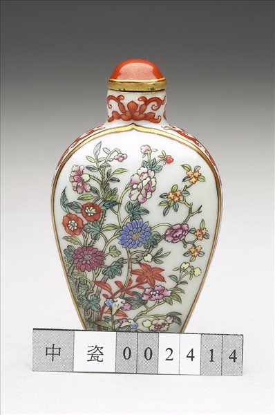 粉彩花卉紋鼻煙壺