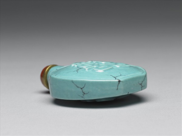 松綠石釉雙喜鼻煙壺