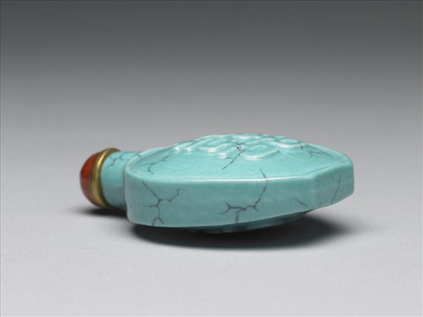 松綠石釉雙喜鼻煙壺
