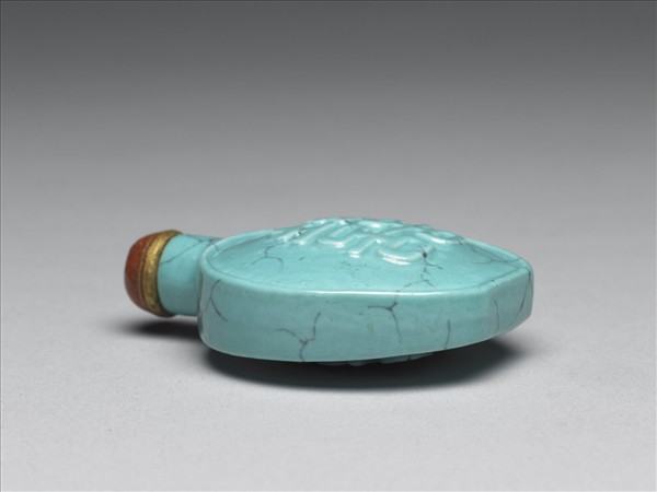松綠石釉雙喜鼻煙壺