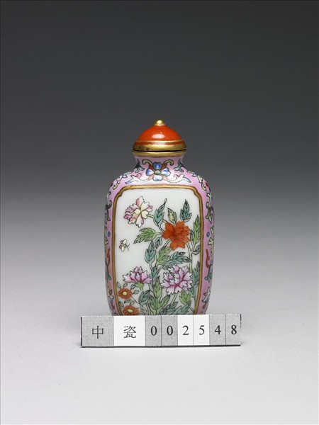 粉彩芍藥詩畫鼻煙壺