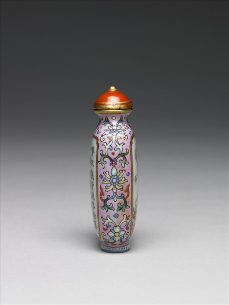 粉彩芍藥詩畫鼻煙壺