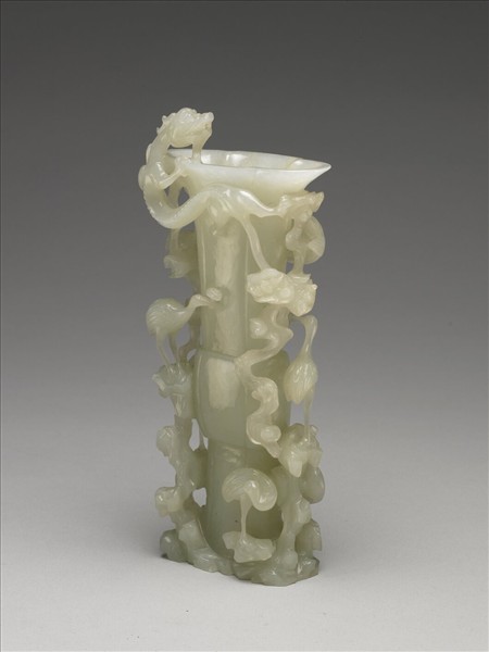 玉雲龍仙鶴觚形瓶