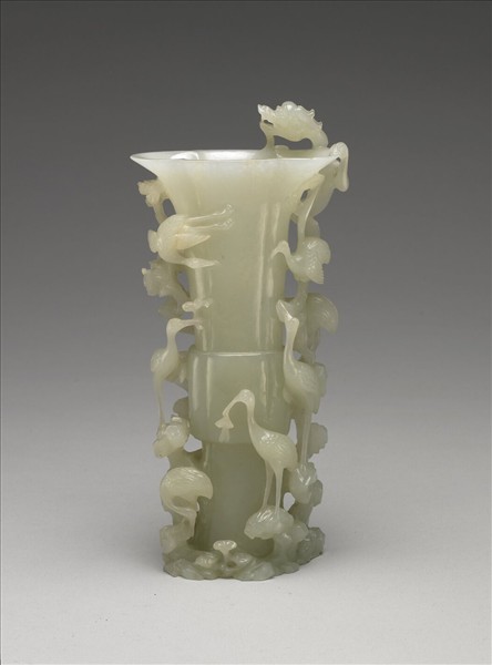 玉雲龍仙鶴觚形瓶