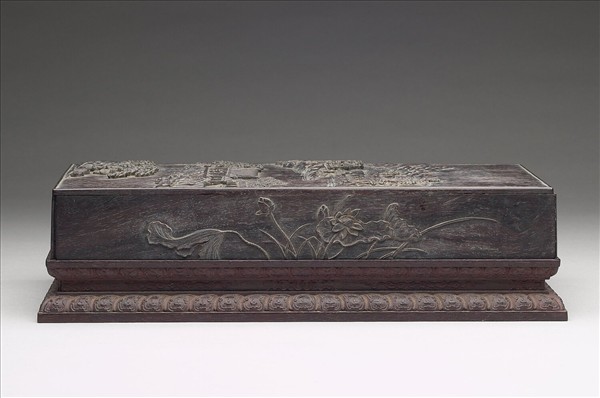 紫檀山水紋木盒