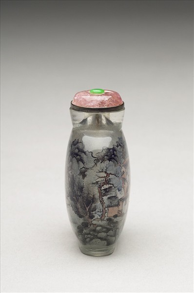 玻璃內繪行旅圖鼻煙壺