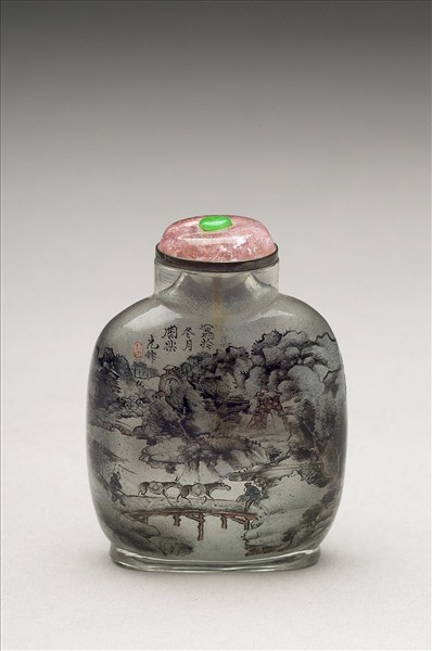 玻璃內繪行旅圖鼻煙壺