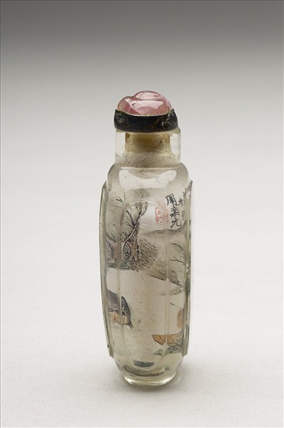 水晶內繪漁牧圖鼻煙壺