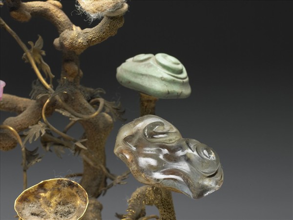 玉海棠式鍍金靈芝盆景