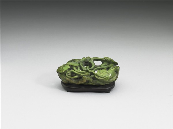 紫檀鑲花葉紋象牙木座