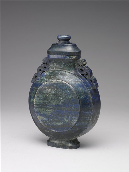 帶蓋青金石扁瓶