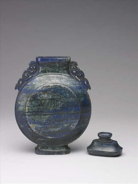 帶蓋青金石扁瓶