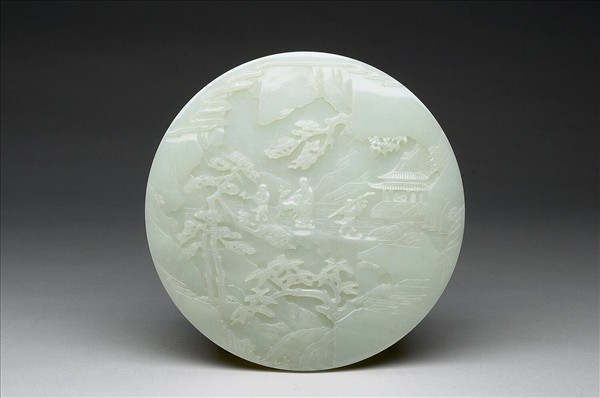 玉山水人物插屏