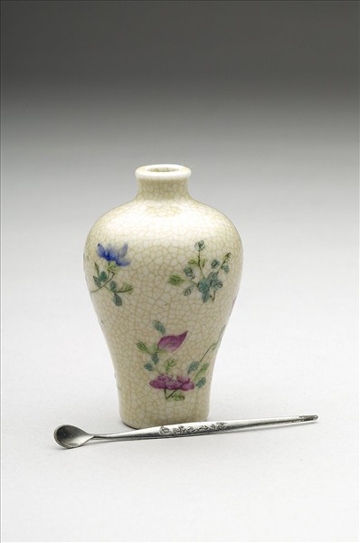 瓷胎粉彩蟲草花卉鼻煙壺