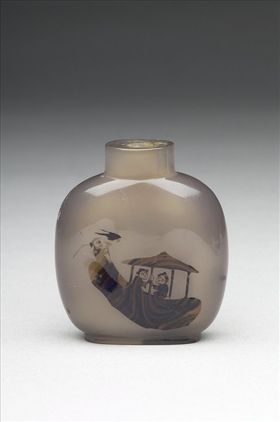 瑪瑙渡船圖鼻煙壺