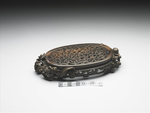 嵌銀絲鏤空雕花木座