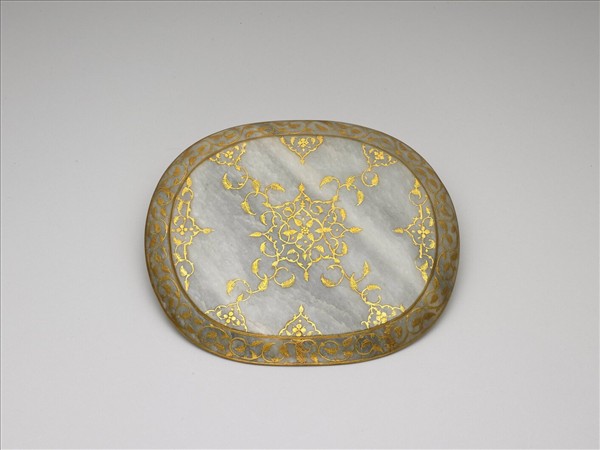 玉貼金花盤