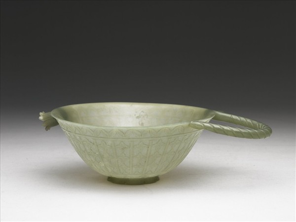 玉扭絲紋單柄碗