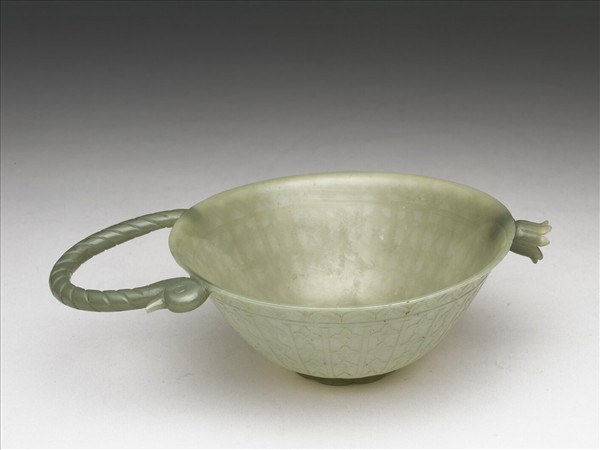 玉扭絲紋單柄碗