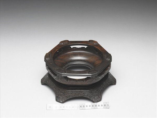 紫檀獸面龍紋木座