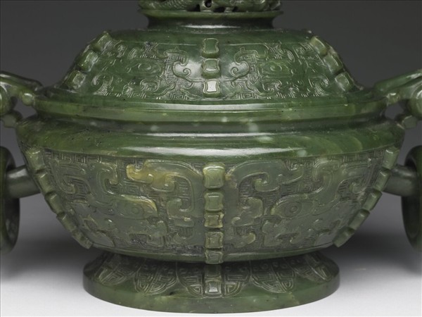 玉雕花雙耳活環爐