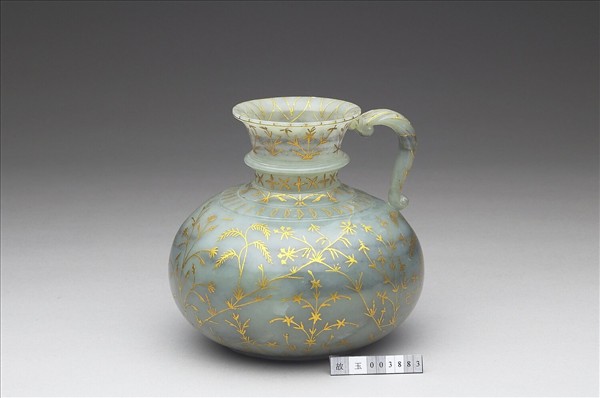 玉嵌金絲單柄罐