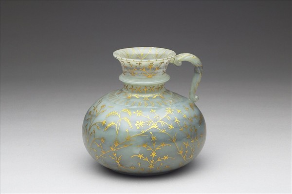 玉嵌金絲單柄罐