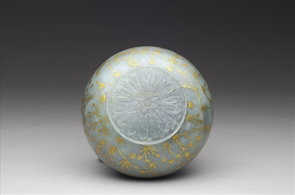 玉嵌金絲單柄罐