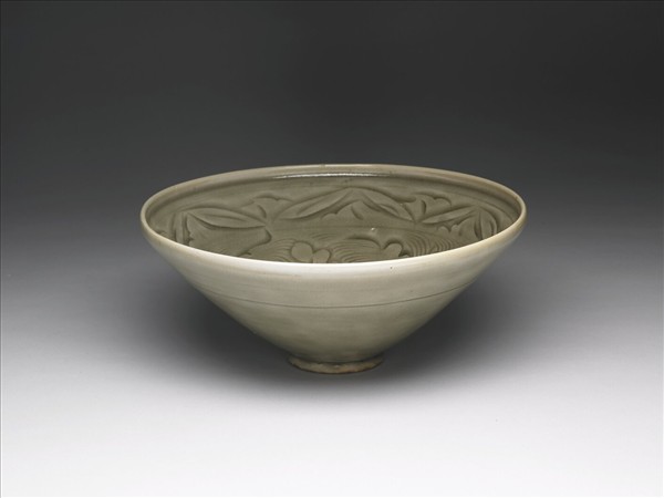 榆次窯 青瓷花卉紋碗