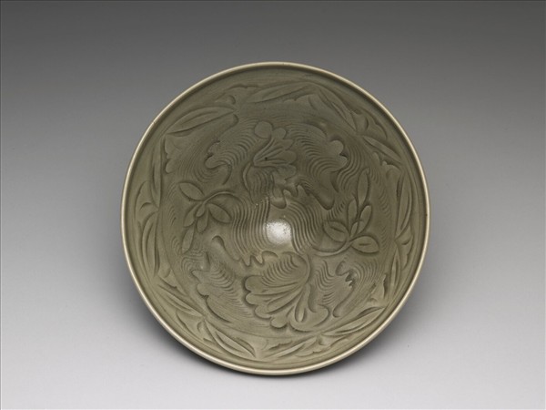 榆次窯 青瓷花卉紋碗