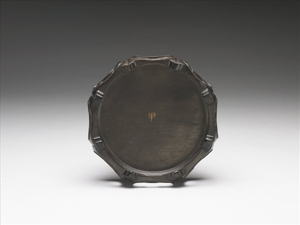 御製詩花形木座