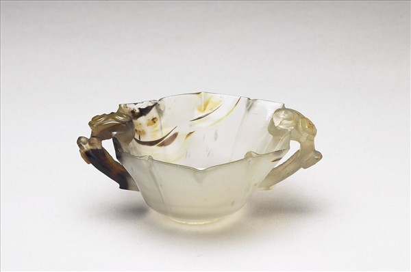 瑪瑙雙耳六角杯