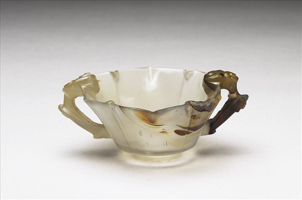 瑪瑙雙耳六角杯