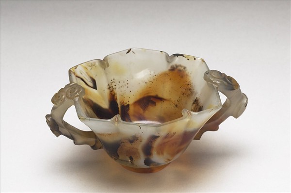 瑪瑙雙耳六角杯