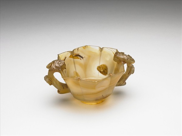 瑪瑙花式雙耳杯