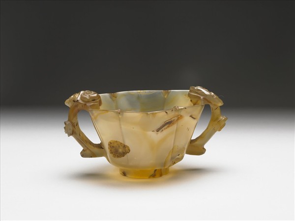 瑪瑙花式雙耳杯