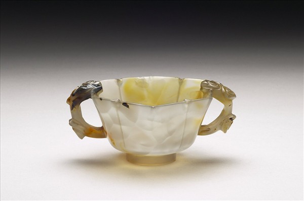 瑪瑙花式雙耳杯