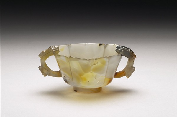 瑪瑙花式雙耳杯