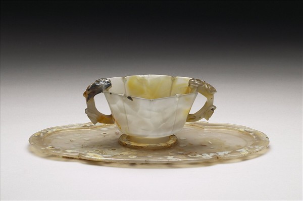 瑪瑙花式雙耳杯