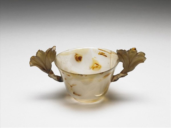 瑪瑙花式雙耳杯