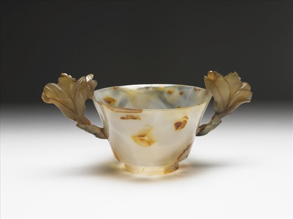 瑪瑙花式雙耳杯