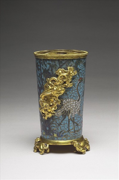 掐絲琺瑯鹿鶴長春花插