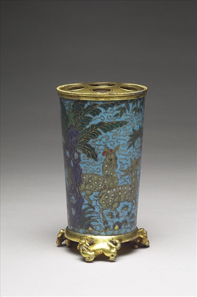 掐絲琺瑯鹿鶴長春花插