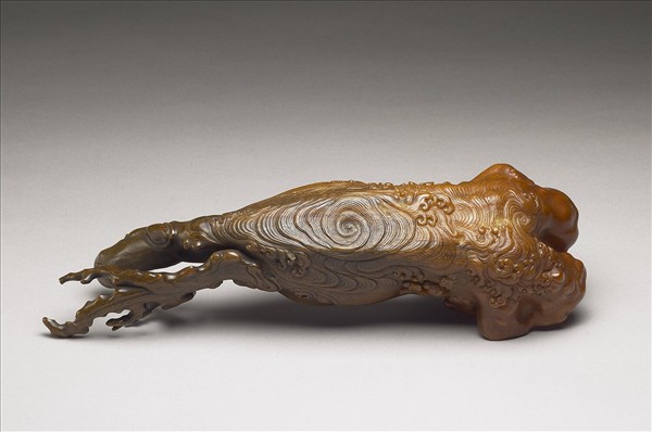 犀角雕人物乘槎