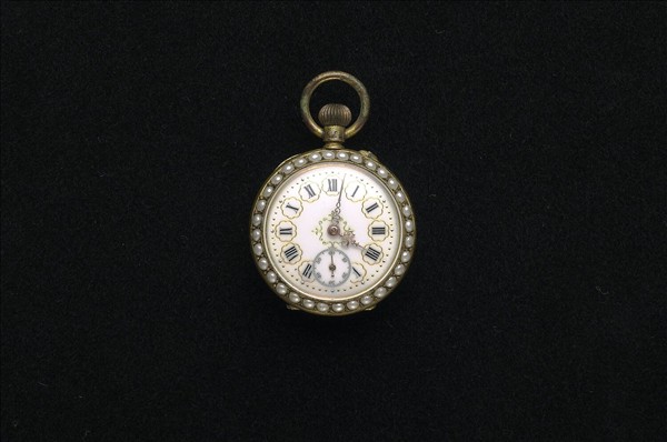 畫琺瑯西洋仕女圖鑲珠懷錶