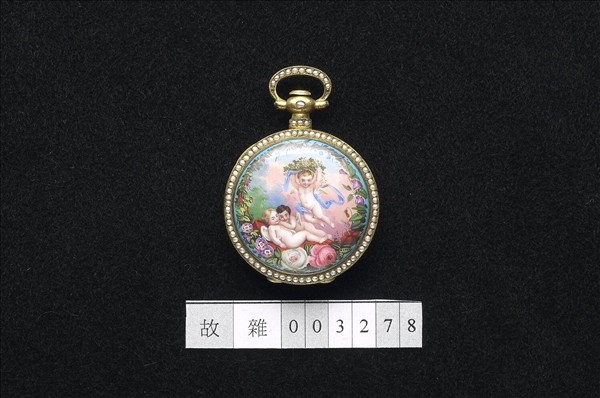 「播喴」畫琺瑯鑲珠懷錶