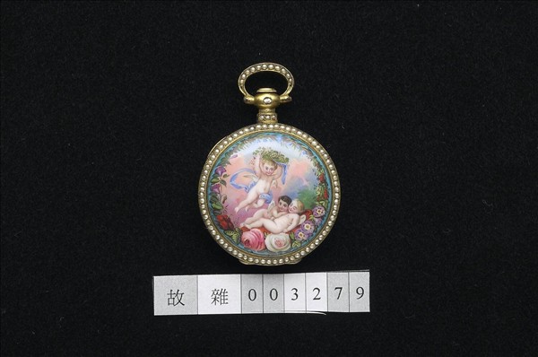 「播喴」畫琺瑯鑲珠懷錶