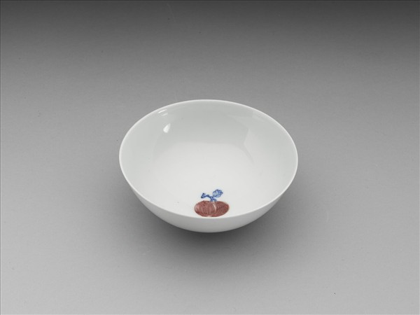 青花釉裡紅金瓜小碗