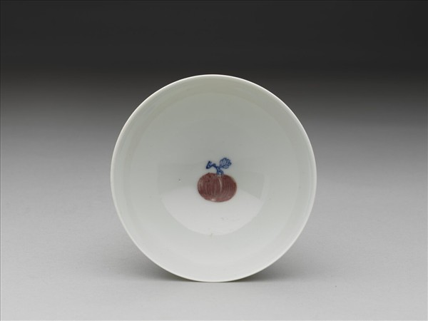 青花釉裡紅金瓜小碗